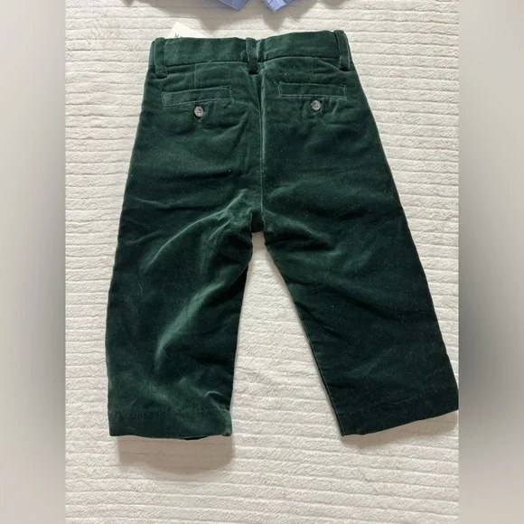 Janie and Jack Plaid Shirt, Blue Shorts, and Green Pants Set - Picture 2 of 7